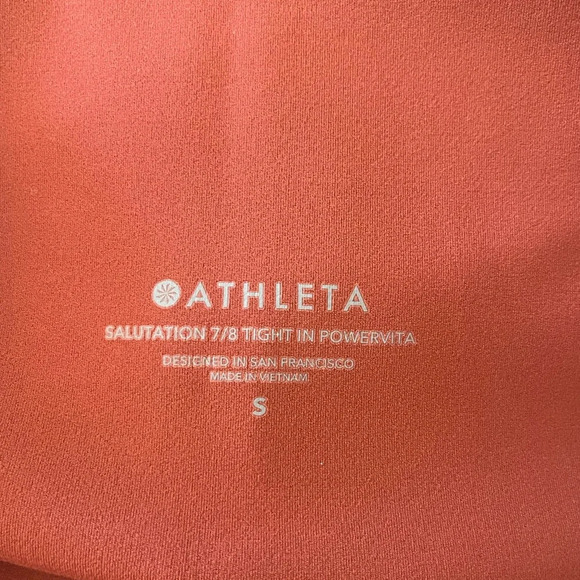 Athleta Salutation 7/8 tight high waist Leggings Powervita orange Size Small - Picture 4 of 4